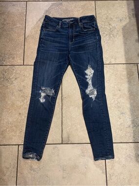 American Eagle Super Stretch X High-Rise Jeggings Size 10 (Dark Indigo Wash)